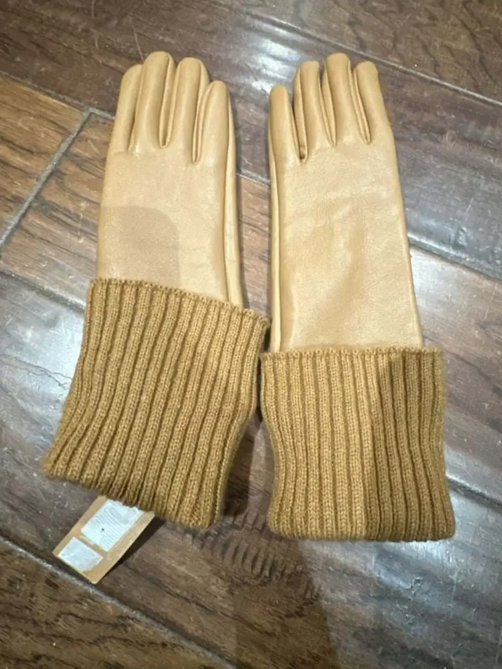Steve Madden Women's Leather and Ribbed Knit Cuff Convertible Gloves
